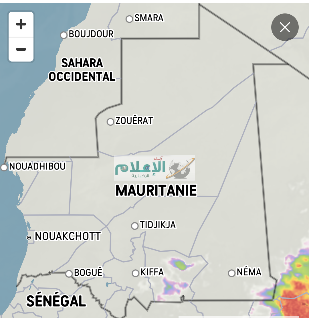 صورة لللحركة السحب في عموم المجال الجوي للبلاد (أقمار صناعية)